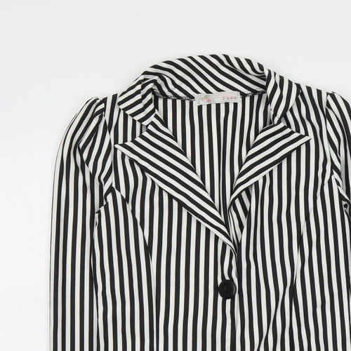 Cameo Rose Womens Black Striped Jacket Blazer Size S Button