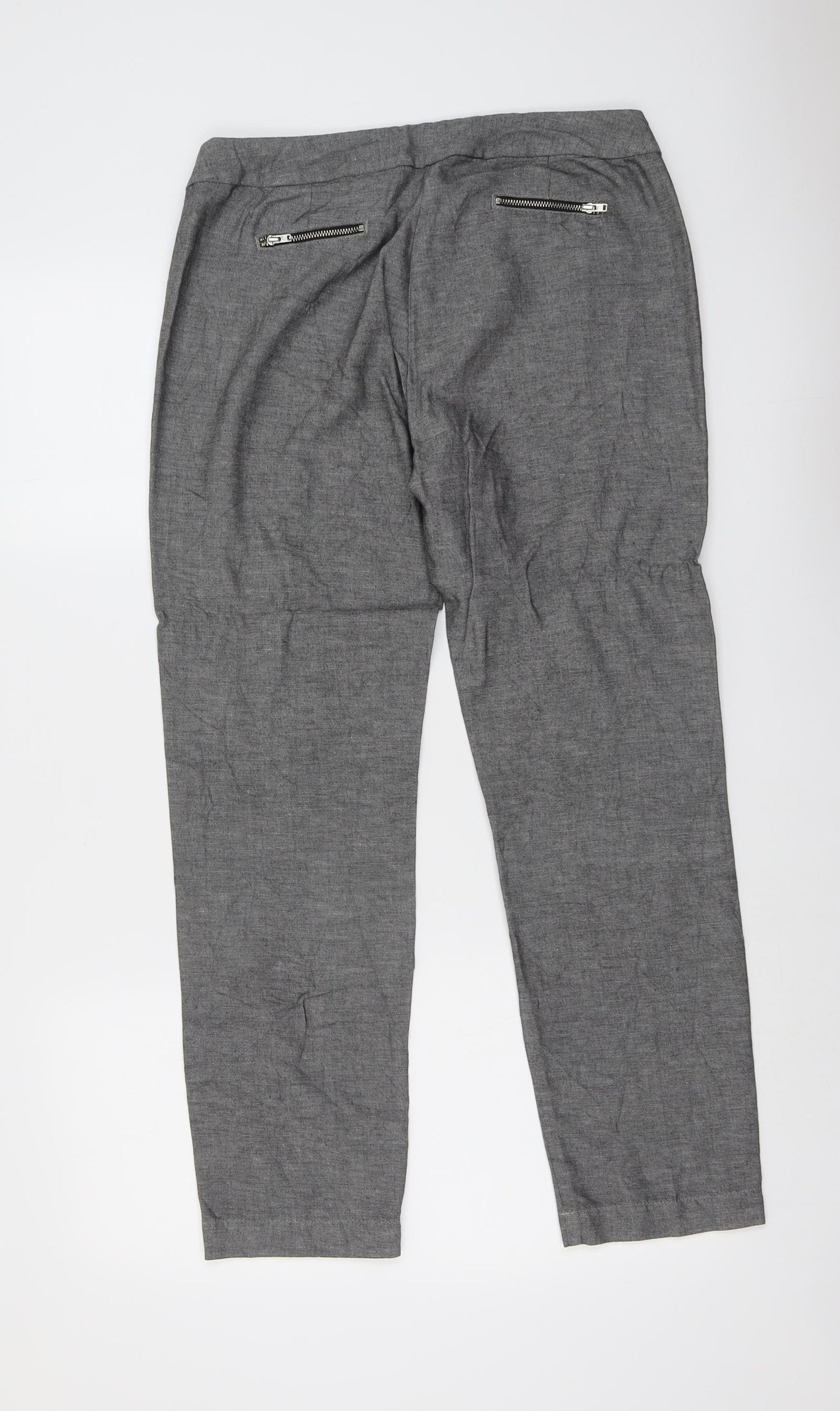 Marks and Spencer Womens Grey Viscose Trousers Size 10 L27 in Regular Button