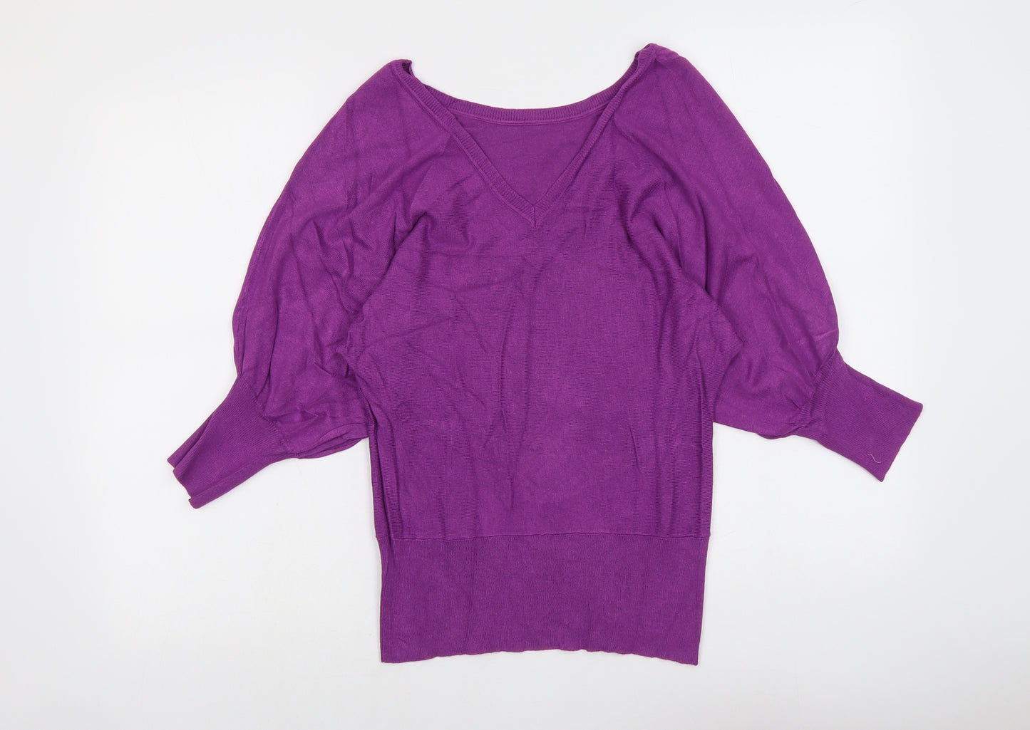 Dorothy Perkins Womens Purple V-Neck Viscose Pullover Jumper Size 10