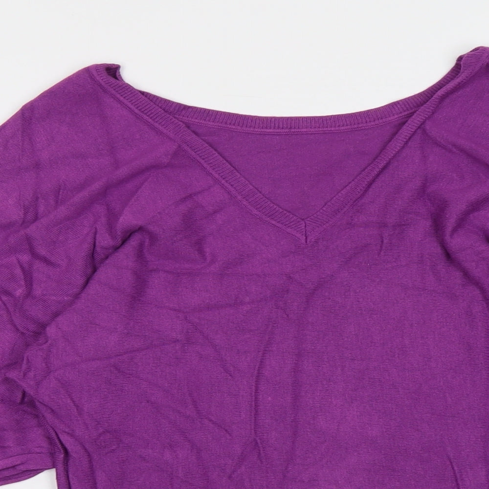 Dorothy Perkins Womens Purple V-Neck Viscose Pullover Jumper Size 10