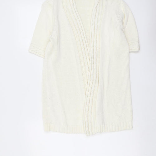 EWM Womens Ivory V-Neck Cotton Cardigan Jumper Size M