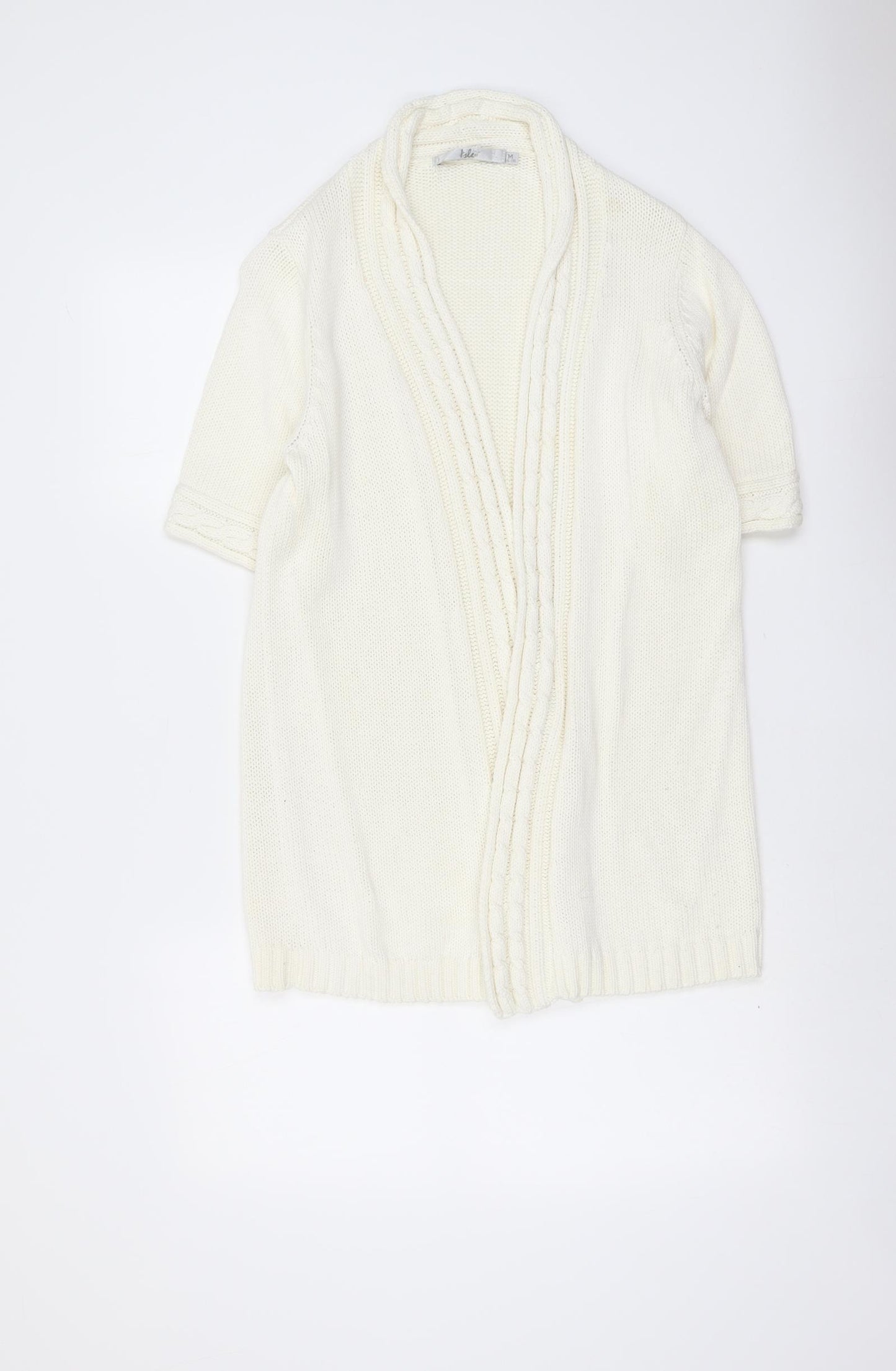 EWM Womens Ivory V-Neck Cotton Cardigan Jumper Size M