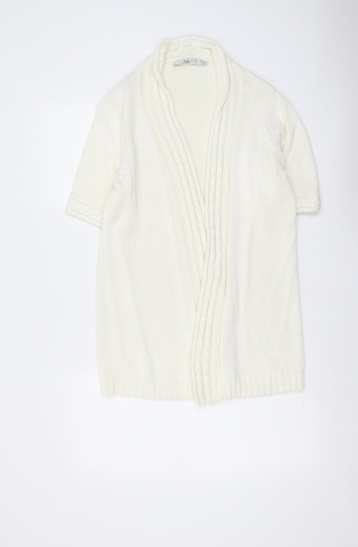 EWM Womens Ivory V-Neck Cotton Cardigan Jumper Size M