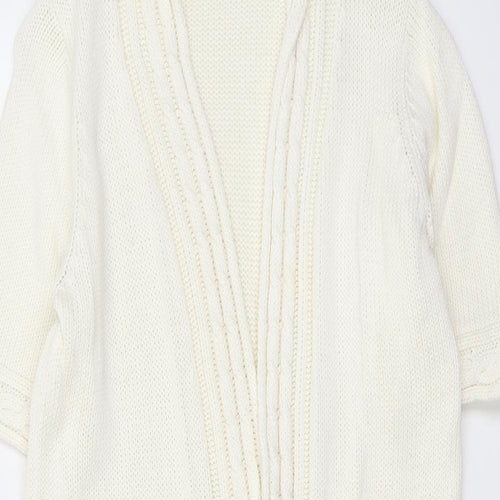 EWM Womens Ivory V-Neck Cotton Cardigan Jumper Size M