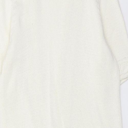 EWM Womens Ivory V-Neck Cotton Cardigan Jumper Size M