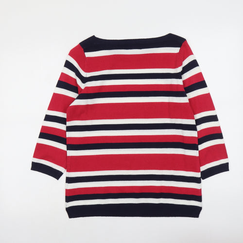 Papaya Womens Multicoloured Round Neck Striped Acrylic Pullover Jumper Size 12