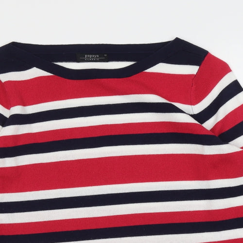 Papaya Womens Multicoloured Round Neck Striped Acrylic Pullover Jumper Size 12