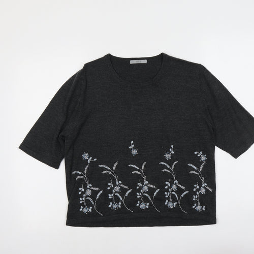 Marks and Spencer Womens Grey Round Neck Acrylic Pullover Jumper Size 18