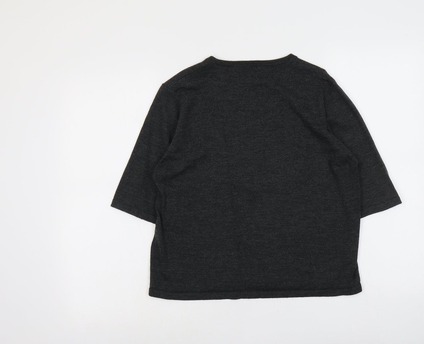 Marks and Spencer Womens Grey Round Neck Acrylic Pullover Jumper Size 18