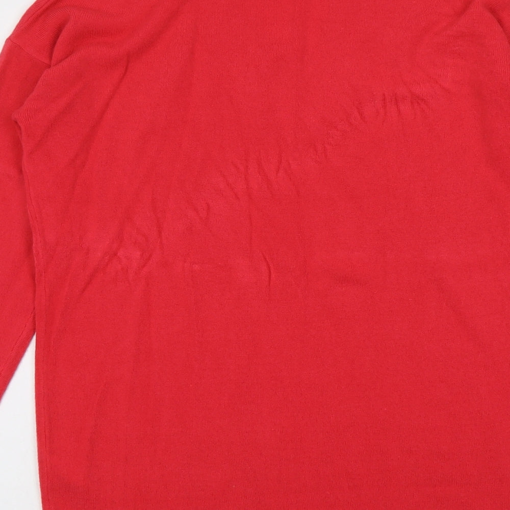 Principles Womens Pink V-Neck Acrylic Pullover Jumper Size 12