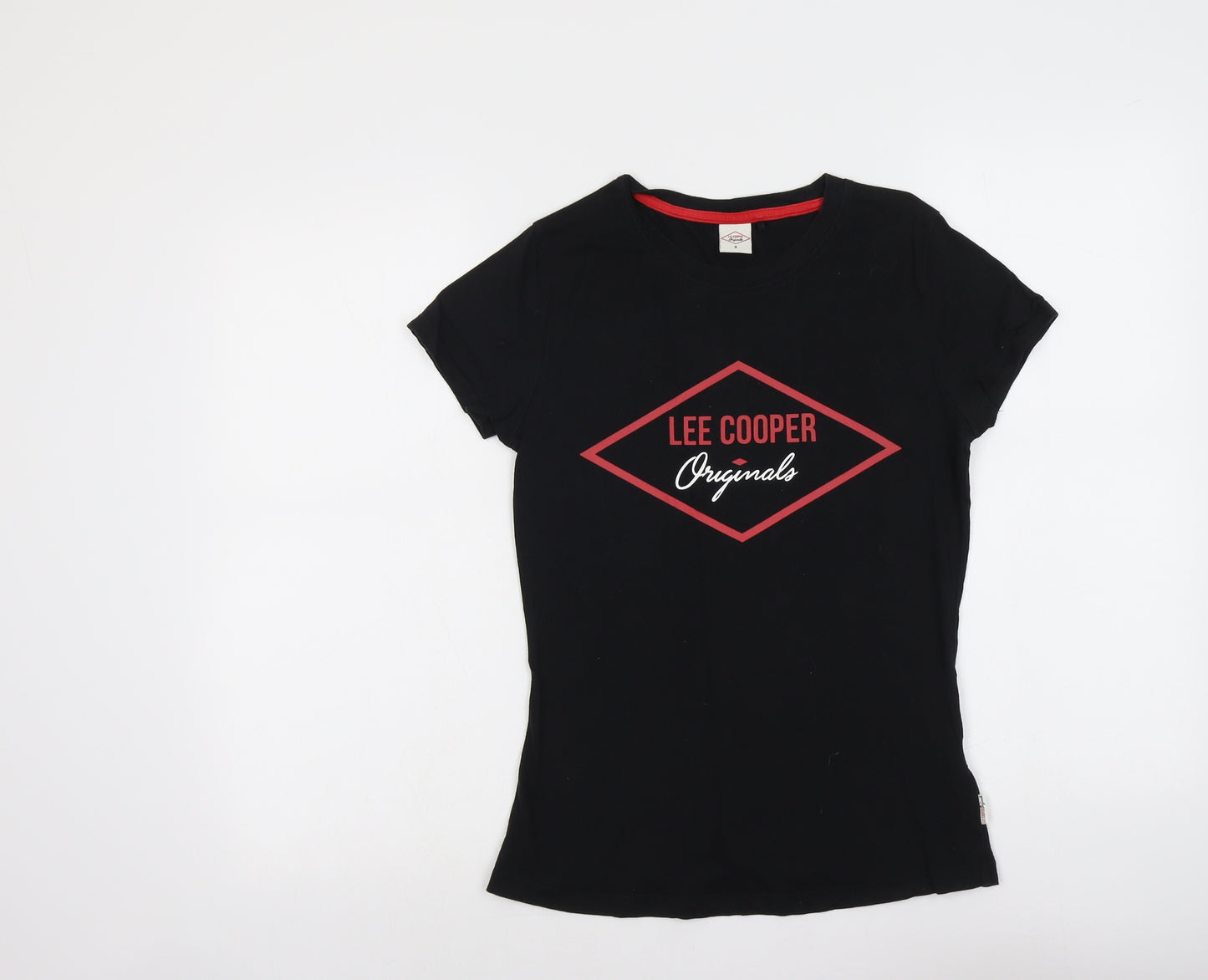Lee Cooper Womens Black Cotton Basic T-Shirt Size S Round Neck