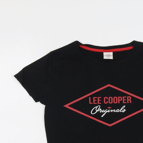 Lee Cooper Womens Black Cotton Basic T-Shirt Size S Round Neck