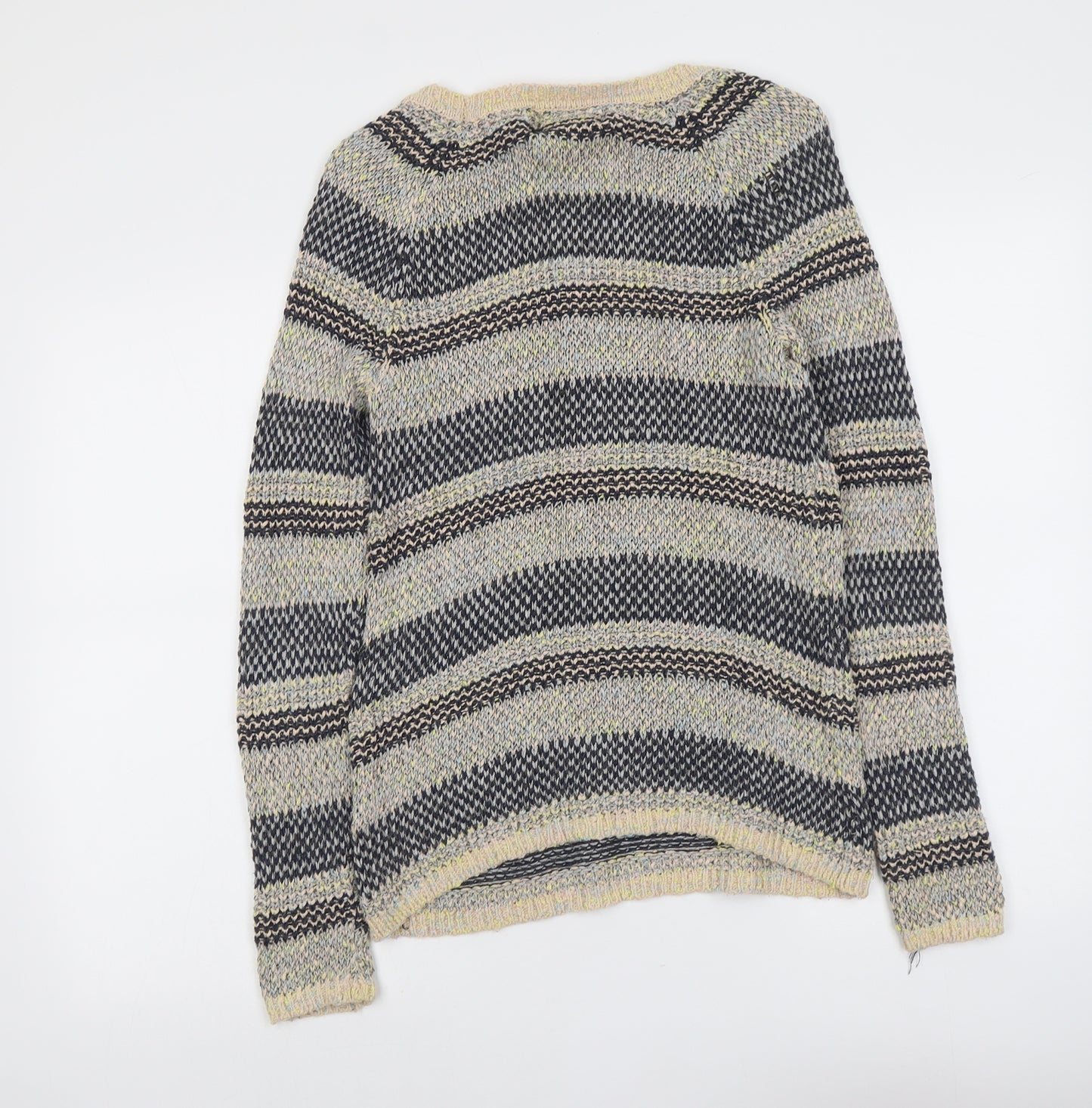 Papaya Womens Multicoloured Round Neck Striped Cotton Pullover Jumper Size 12