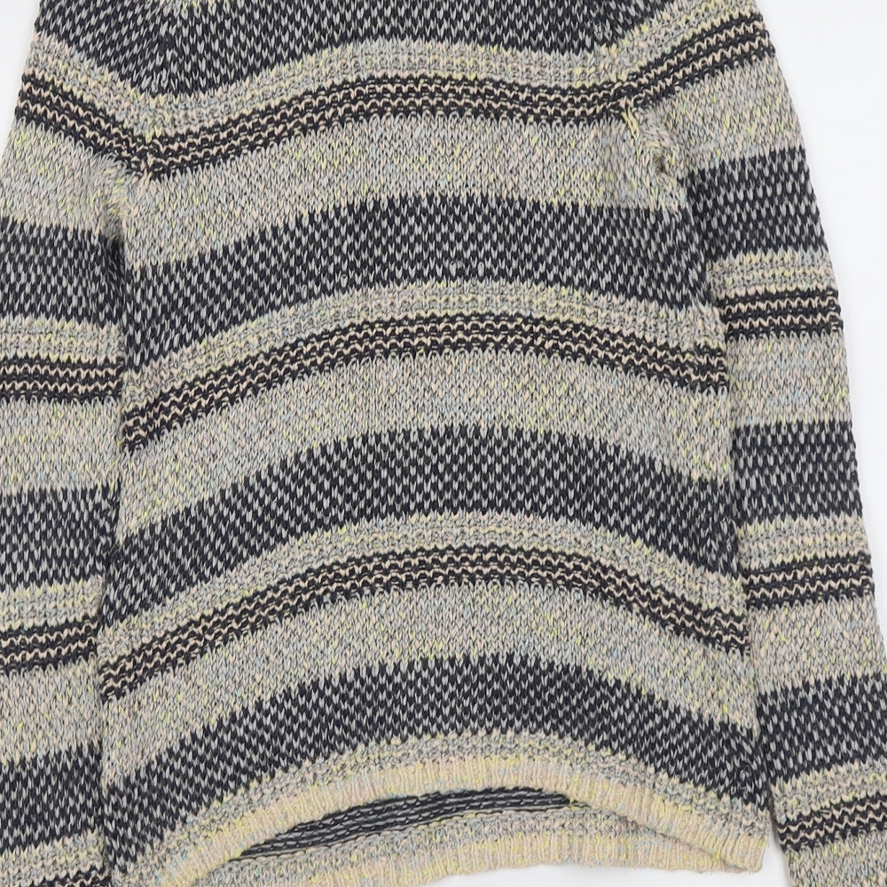 Papaya Womens Multicoloured Round Neck Striped Cotton Pullover Jumper Size 12