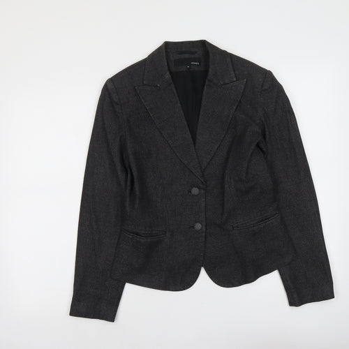 H&M Womens Grey Cotton Jacket Blazer Size 12