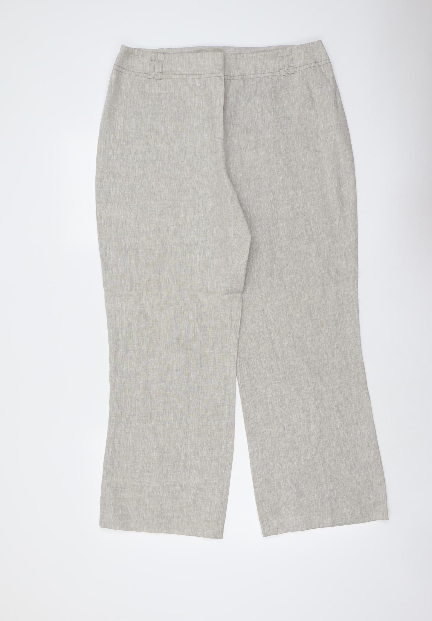CC Womens Beige Linen Trousers Size 14 L28 in Regular Button