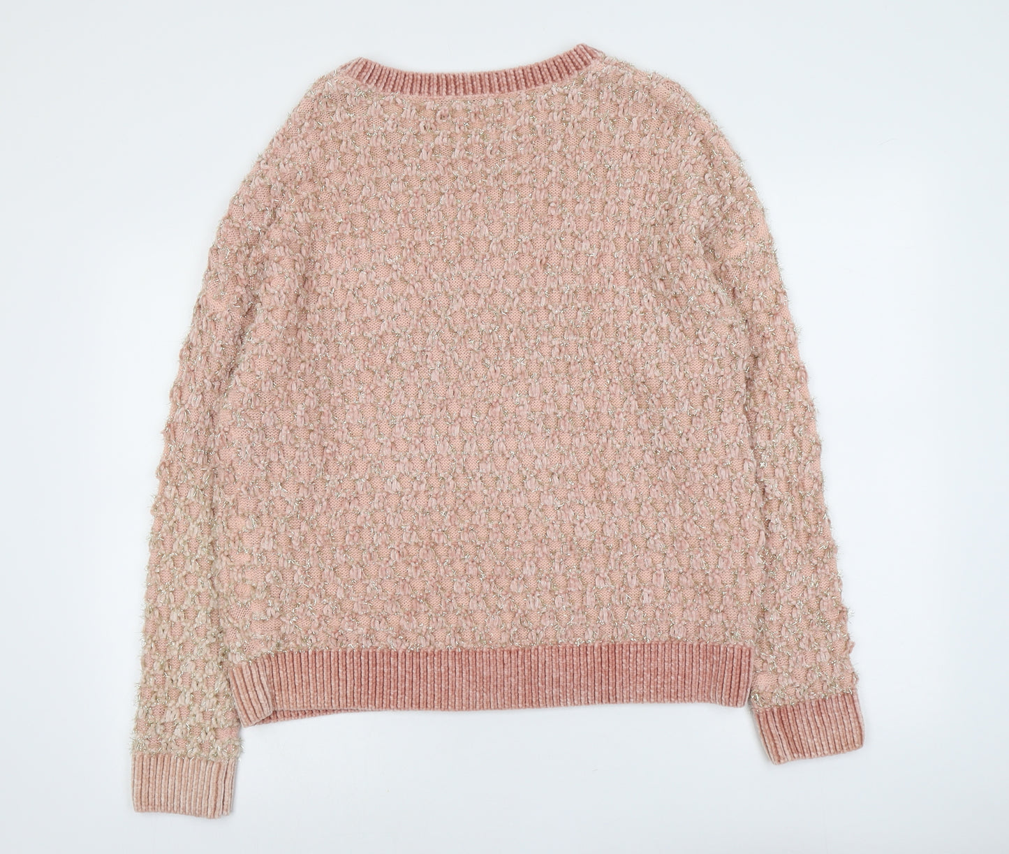 George Womens Pink Round Neck Acrylic Pullover Jumper Size L