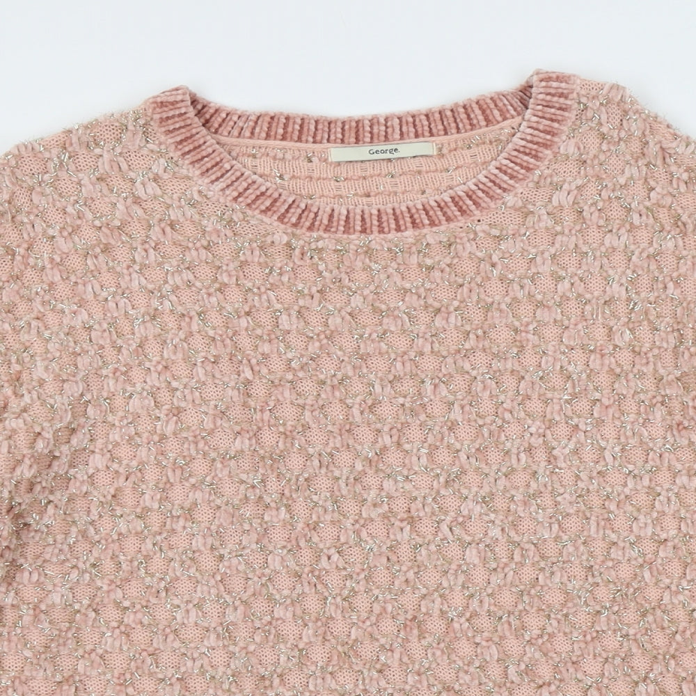 George Womens Pink Round Neck Acrylic Pullover Jumper Size L