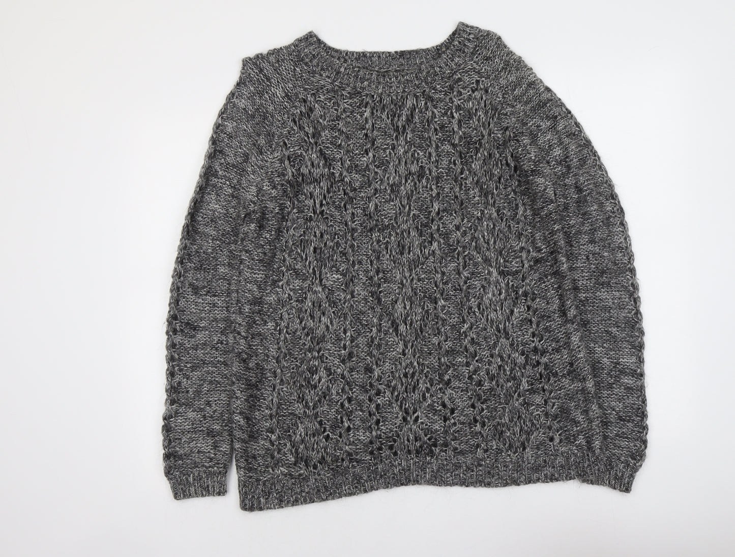 Papaya Womens Grey Round Neck Acrylic Pullover Jumper Size 10