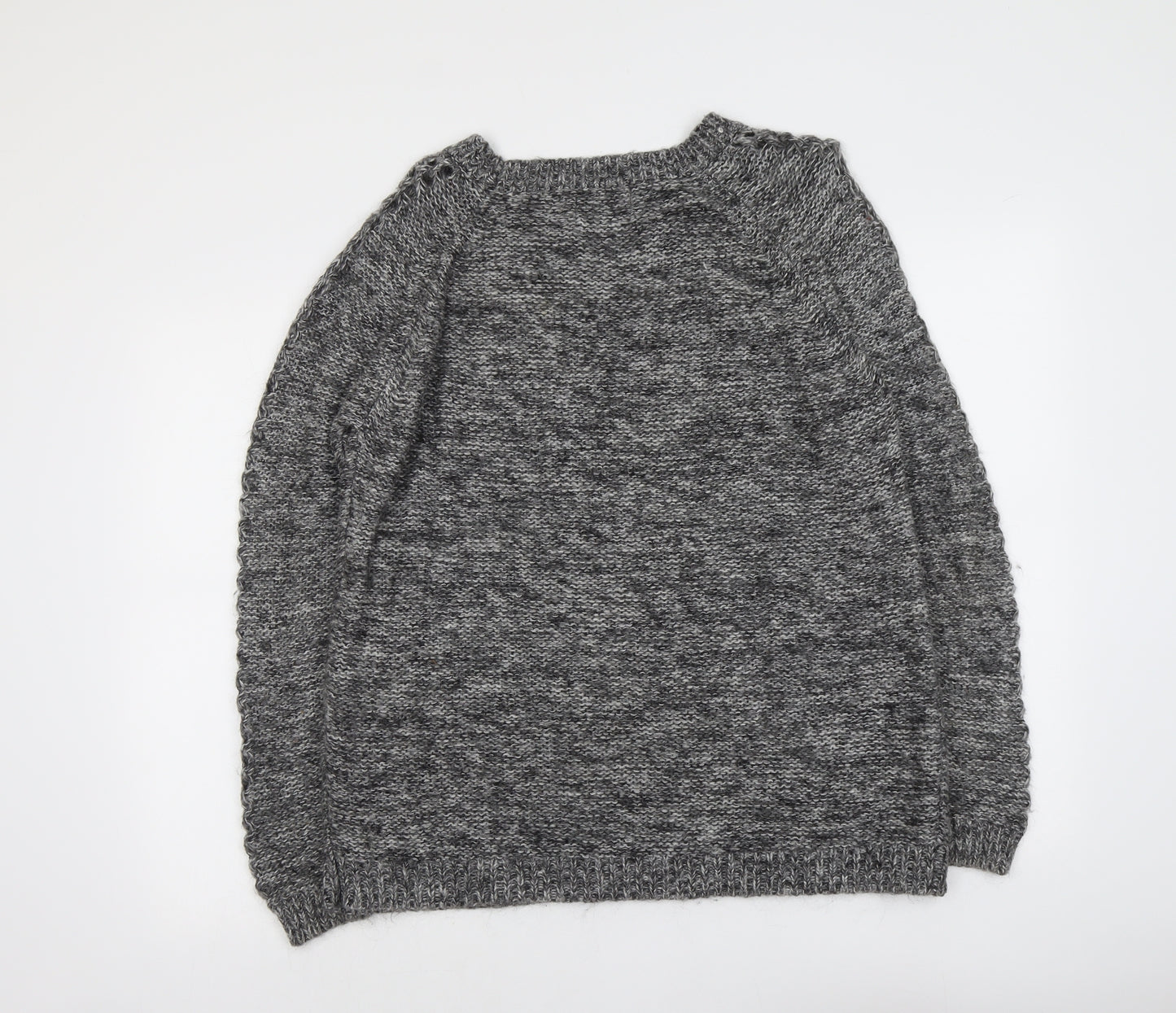 Papaya Womens Grey Round Neck Acrylic Pullover Jumper Size 10