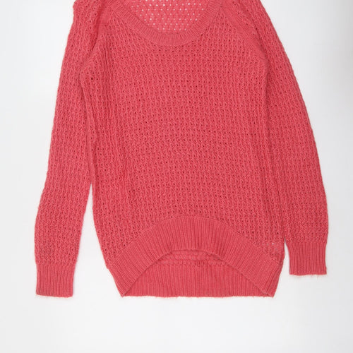 Dorothy Perkins Womens Pink Scoop Neck Acrylic Pullover Jumper Size S