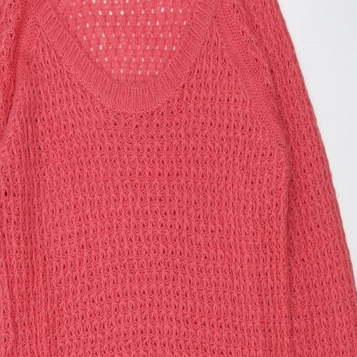 Dorothy Perkins Womens Pink Scoop Neck Acrylic Pullover Jumper Size S