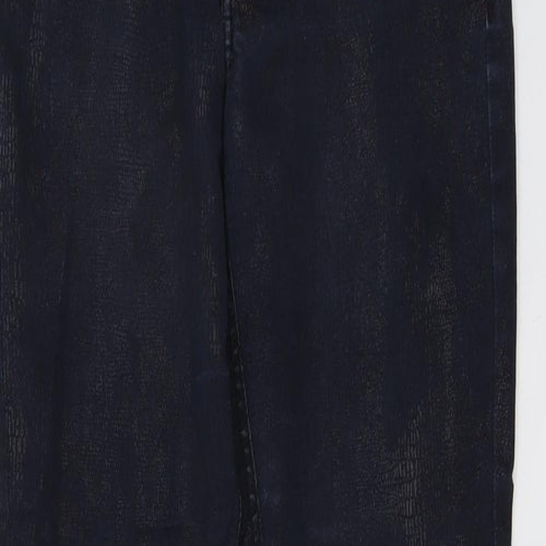 Fragle Womens Blue Animal Print Cotton Skinny Jeans Size 28 in L31 in Regular Button - Snake Print