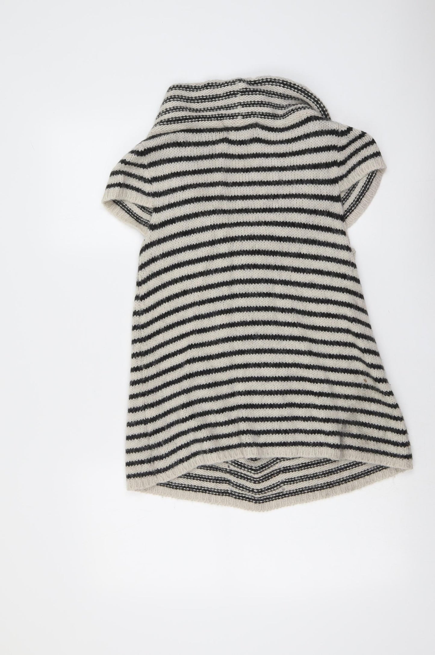 River Island Womens Beige Scoop Neck Striped Acrylic Pullover Jumper Size 12