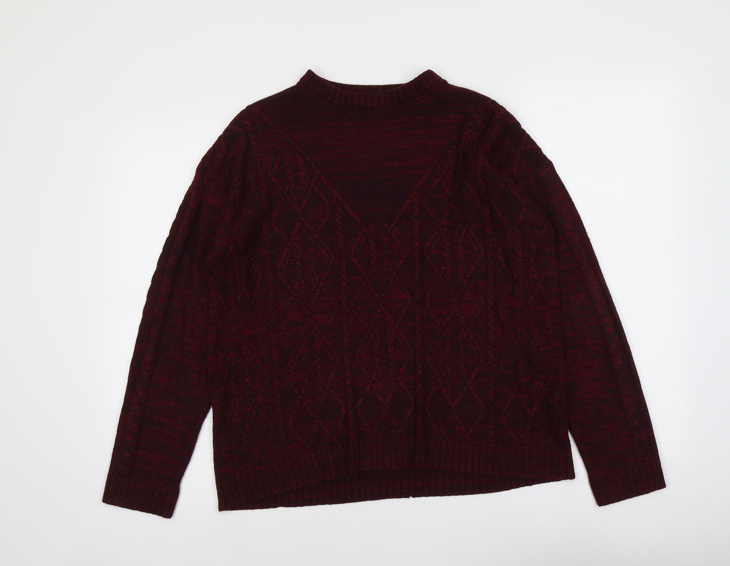 Papaya Womens Red Round Neck Acrylic Pullover Jumper Size L