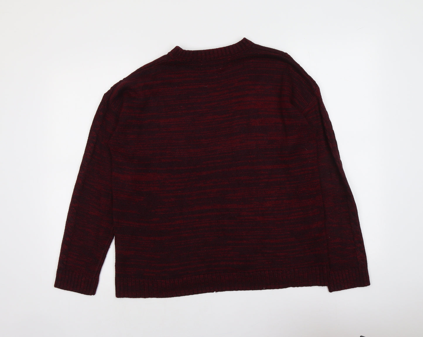 Papaya Womens Red Round Neck Acrylic Pullover Jumper Size L