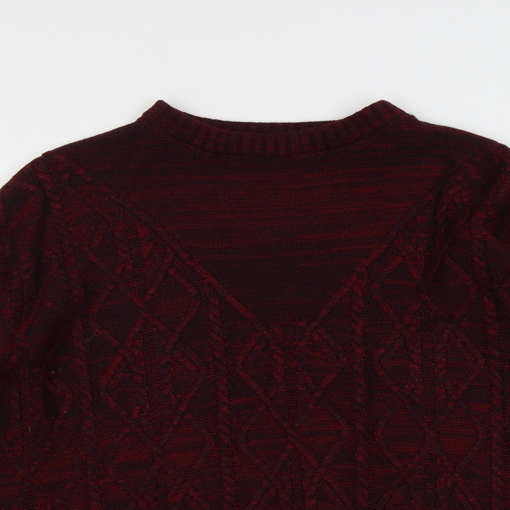 Papaya Womens Red Round Neck Acrylic Pullover Jumper Size L