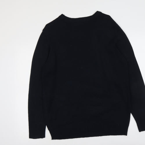 Avenue Mens Beige Round Neck Acrylic Pullover Jumper Size M Long Sleeve - Santa Claus Christmas