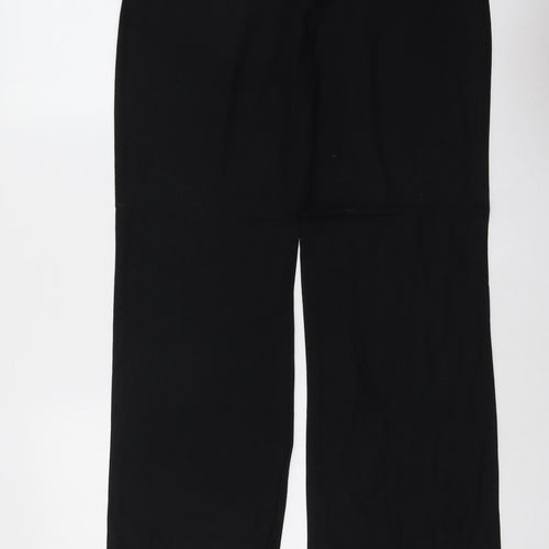 Marks and Spencer Womens Black Linen Trousers Size 12 L30 in Regular Button