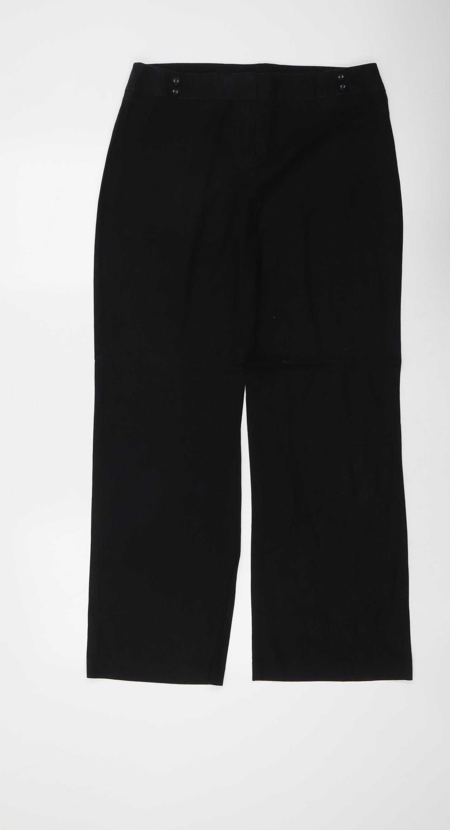 Marks and Spencer Womens Black Linen Trousers Size 12 L30 in Regular Button