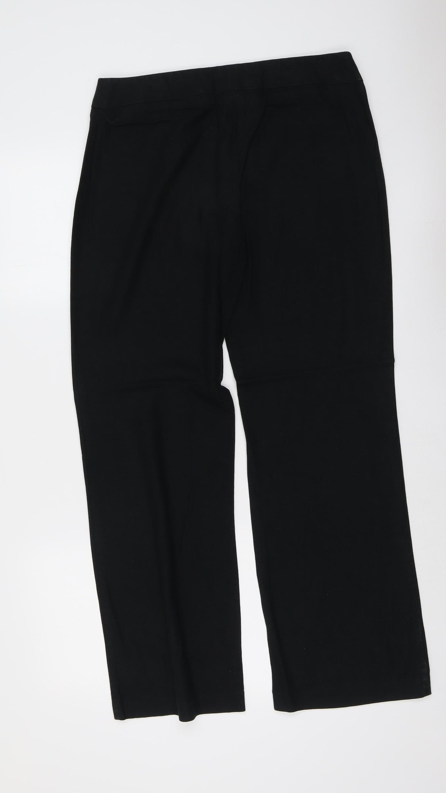 Marks and Spencer Womens Black Linen Trousers Size 12 L30 in Regular Button