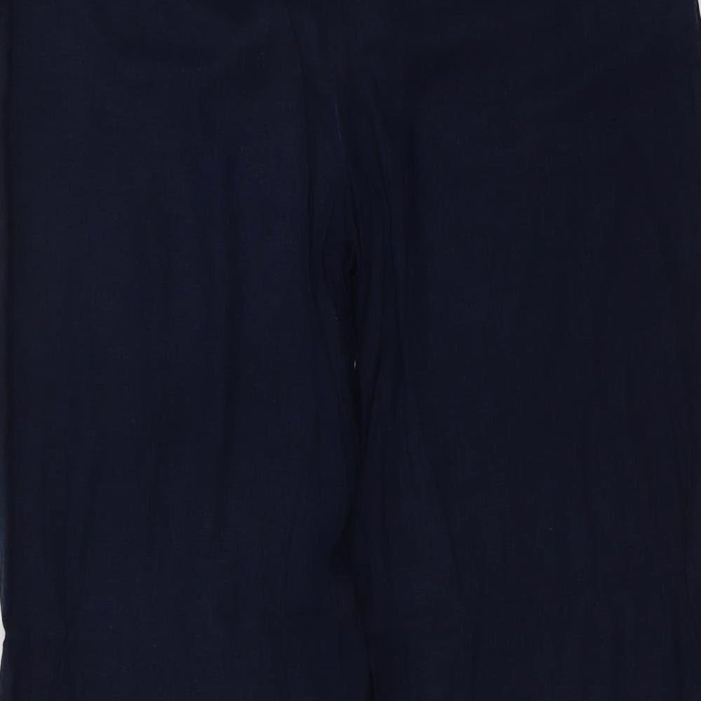 Marks and Spencer Womens Blue Linen Trousers Size 16 L27 in Regular Button