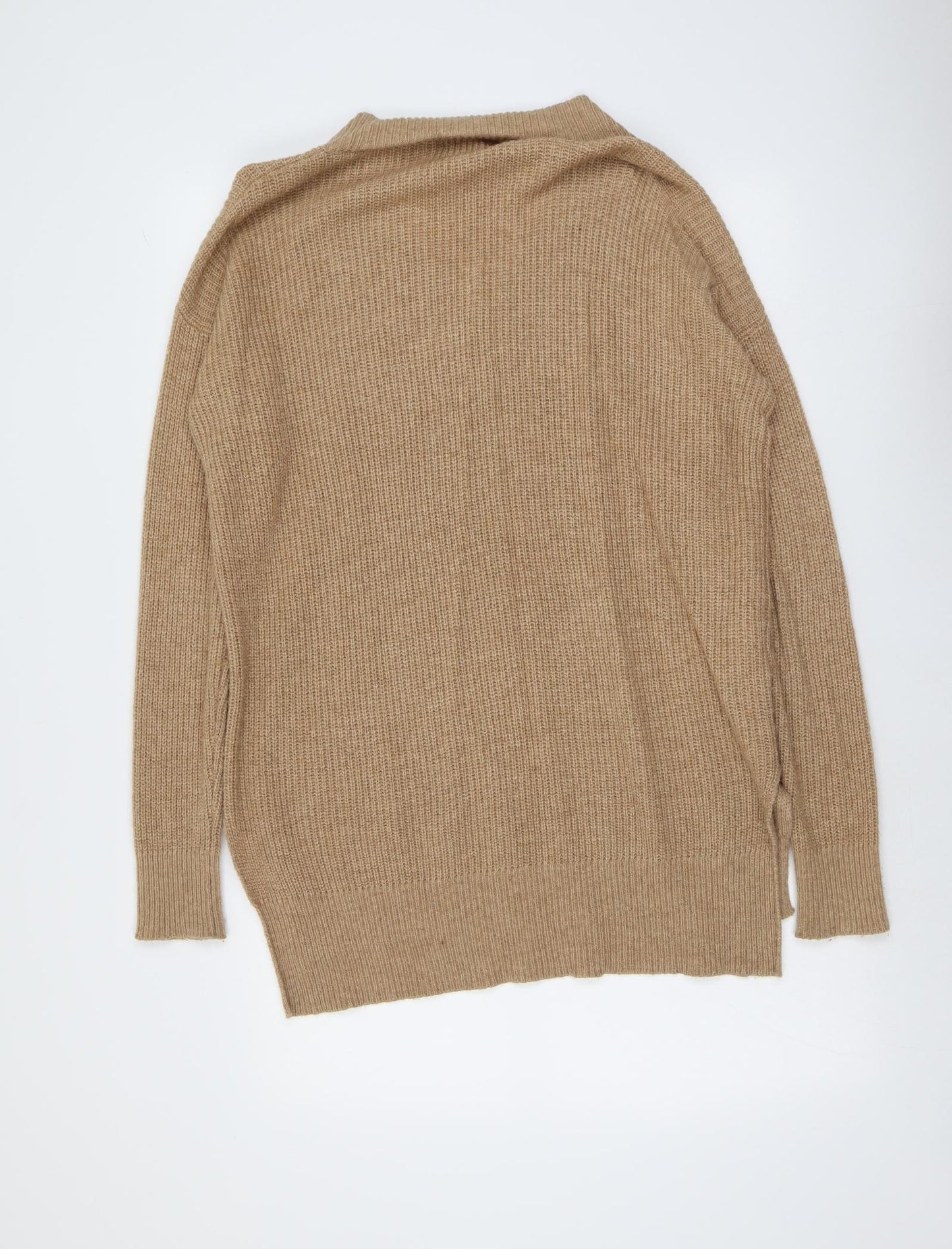 Mango Womens Beige V-Neck Viscose Pullover Jumper Size M