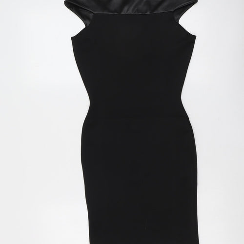 Style Plus Womens Black Polyester Shift Size 8 V-Neck Pullover