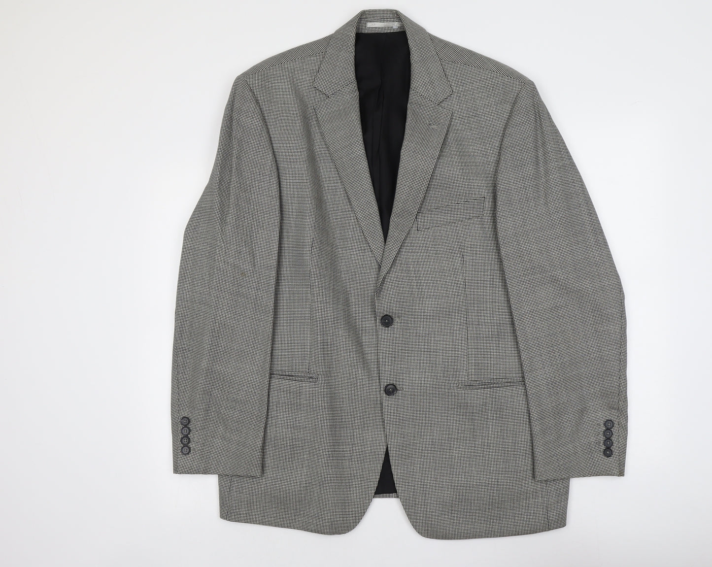 Atelier Torino Mens Grey Geometric Wool Jacket Suit Jacket Size L Regular