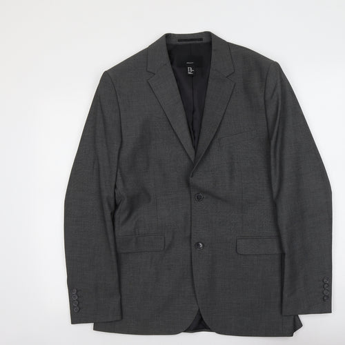 H&M Mens Grey Polyester Jacket Suit Jacket Size M Regular