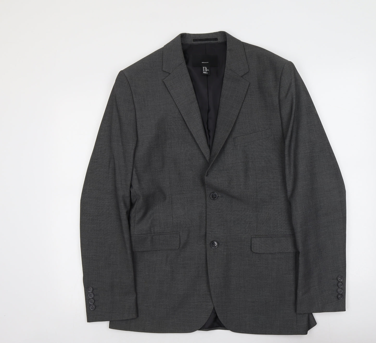 H&M Mens Grey Polyester Jacket Suit Jacket Size M Regular