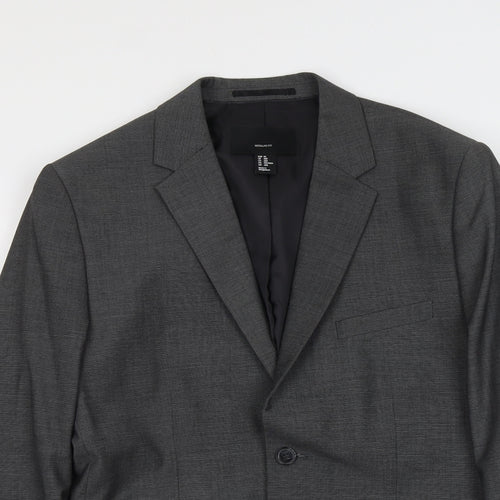 H&M Mens Grey Polyester Jacket Suit Jacket Size M Regular