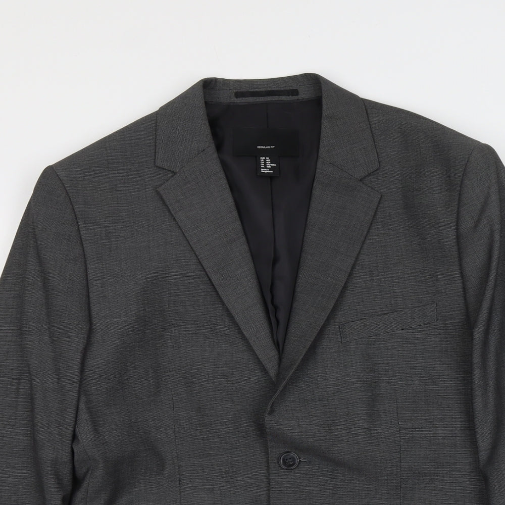 H&M Mens Grey Polyester Jacket Suit Jacket Size M Regular