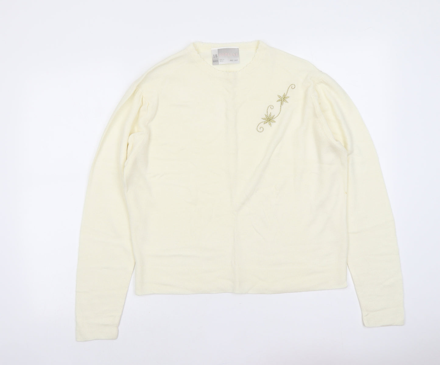 BHS Womens Ivory Round Neck Acrylic Pullover Jumper Size 18