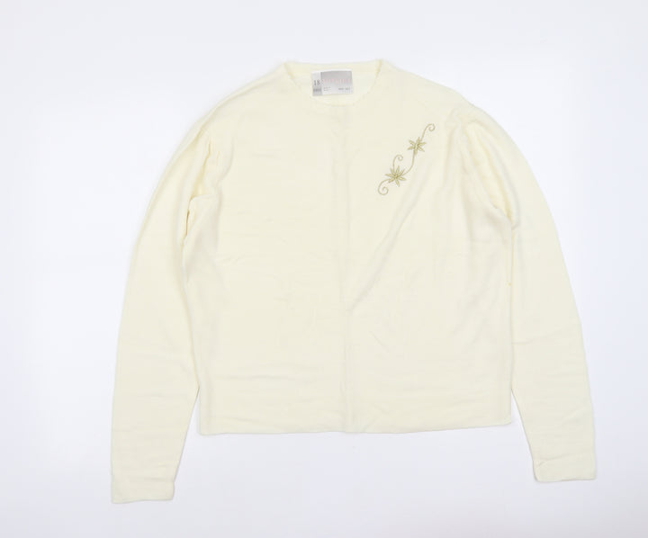 BHS Womens Ivory Round Neck Acrylic Pullover Jumper Size 18