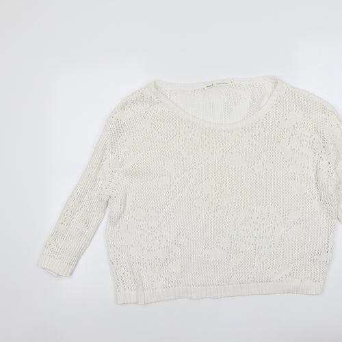 NEXT Womens Ivory Round Neck Acrylic Pullover Jumper Size 8