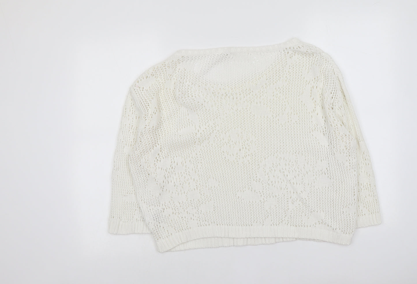 NEXT Womens Ivory Round Neck Acrylic Pullover Jumper Size 8