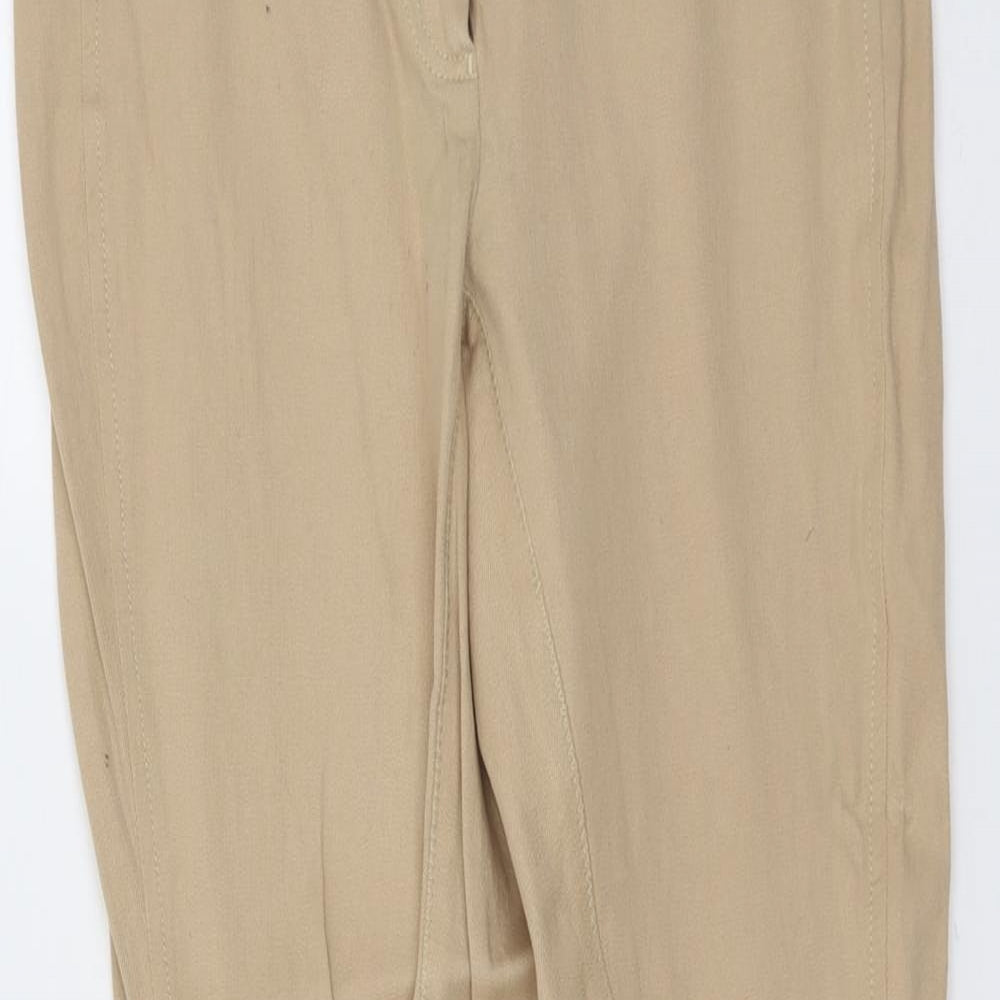 Barbour Womens Beige Cotton Capri Trousers Size 12 L26 in Regular Button