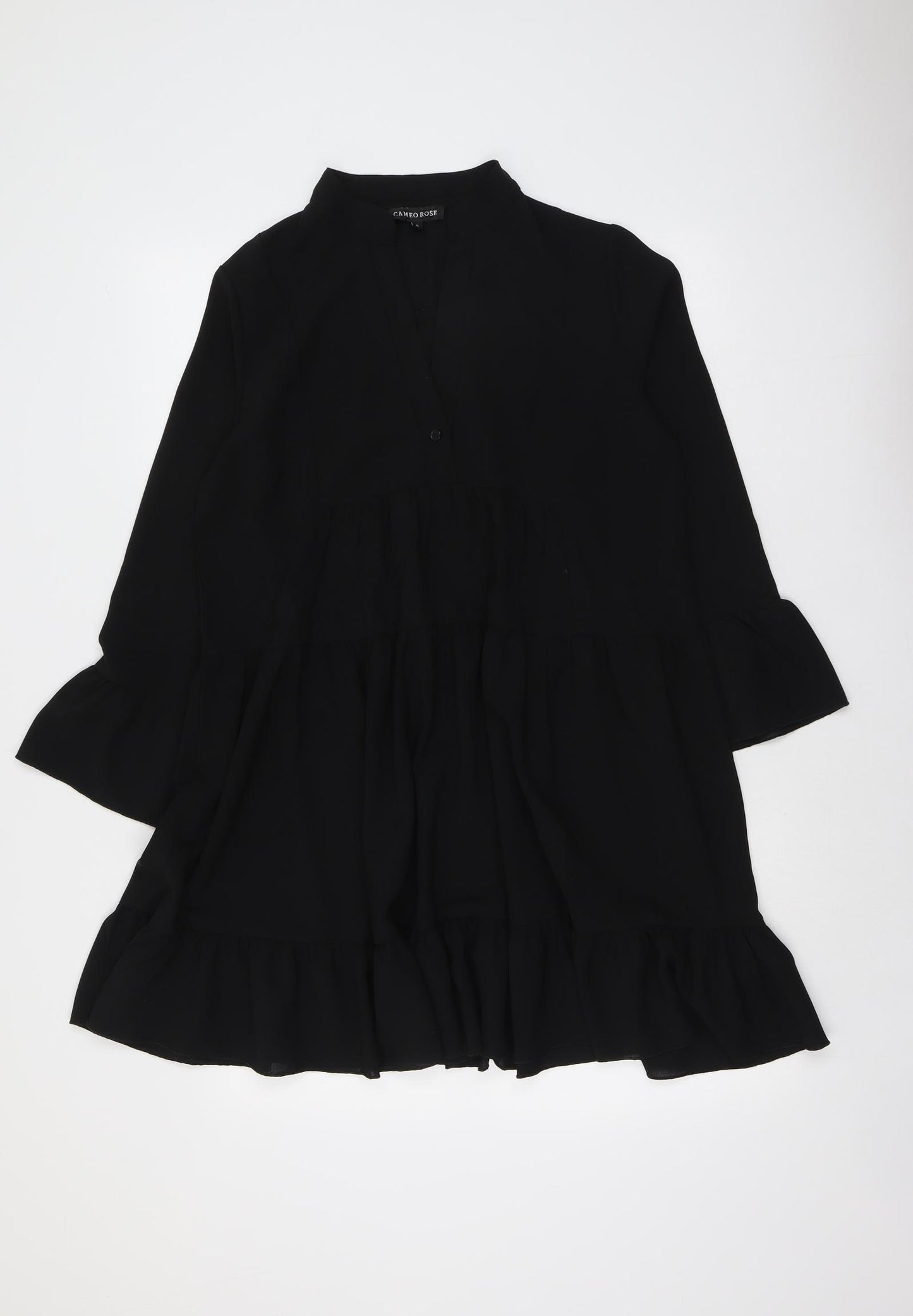 Cameo Rose Womens Black Polyester A-Line Size S Collared Pullover