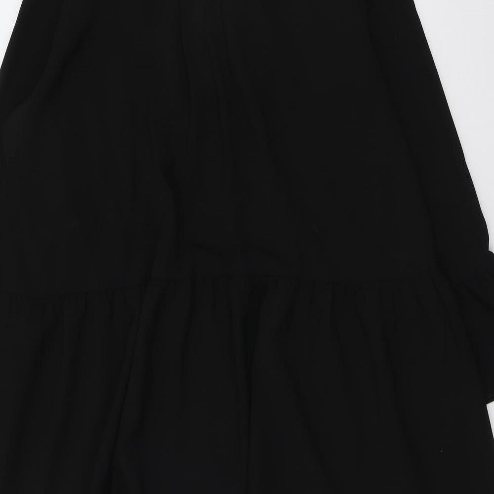 Cameo Rose Womens Black Polyester A-Line Size S Collared Pullover